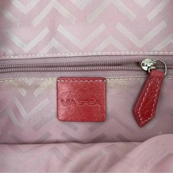 Via Spiga Bejeweled Leather Clutch Purse Pink Snap Close Dbl Adjustable Handles - Picture 10 of 16